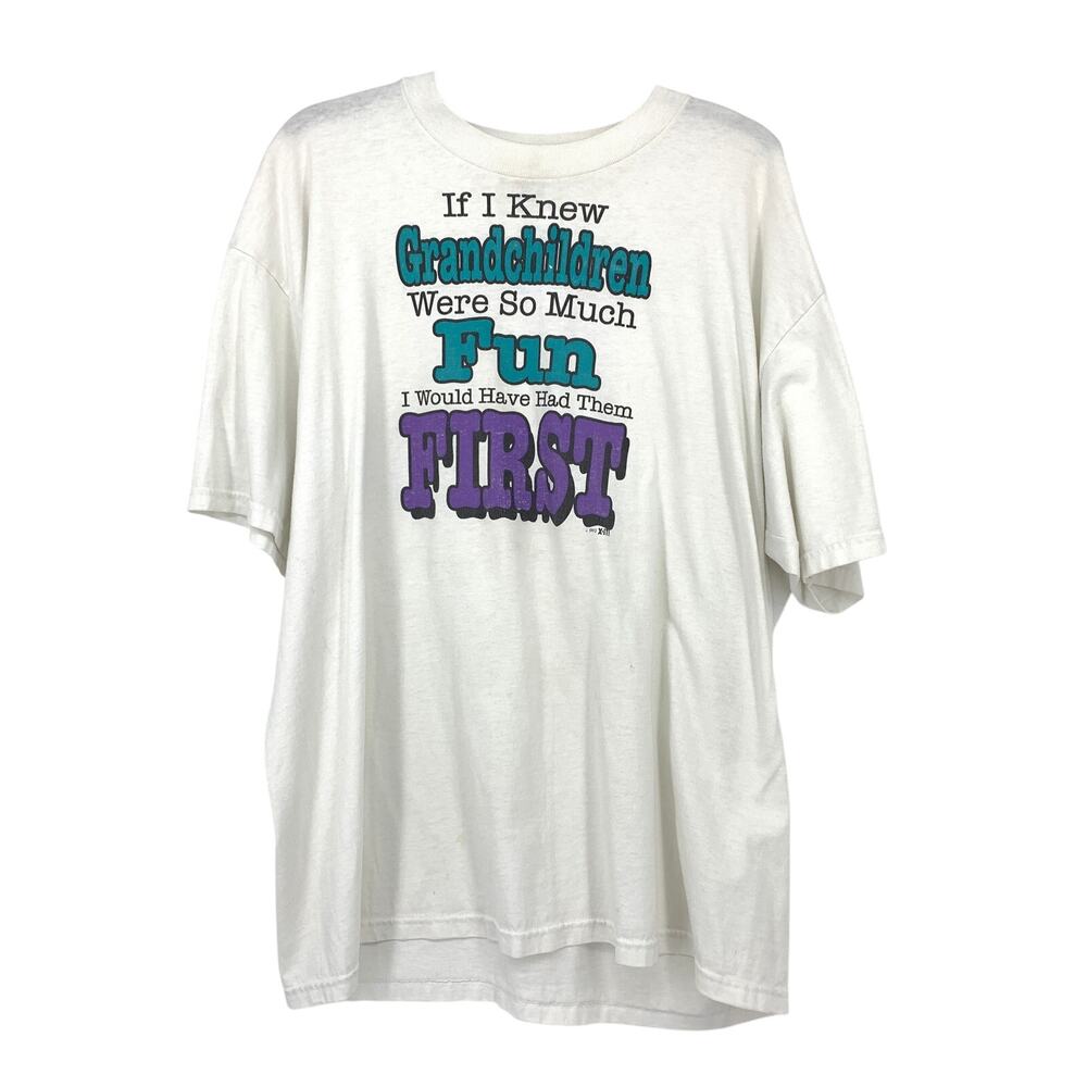 Vintage Y2K Grandparents Funny Graphic T-Shirt Mens Size XL White Short Sleeve